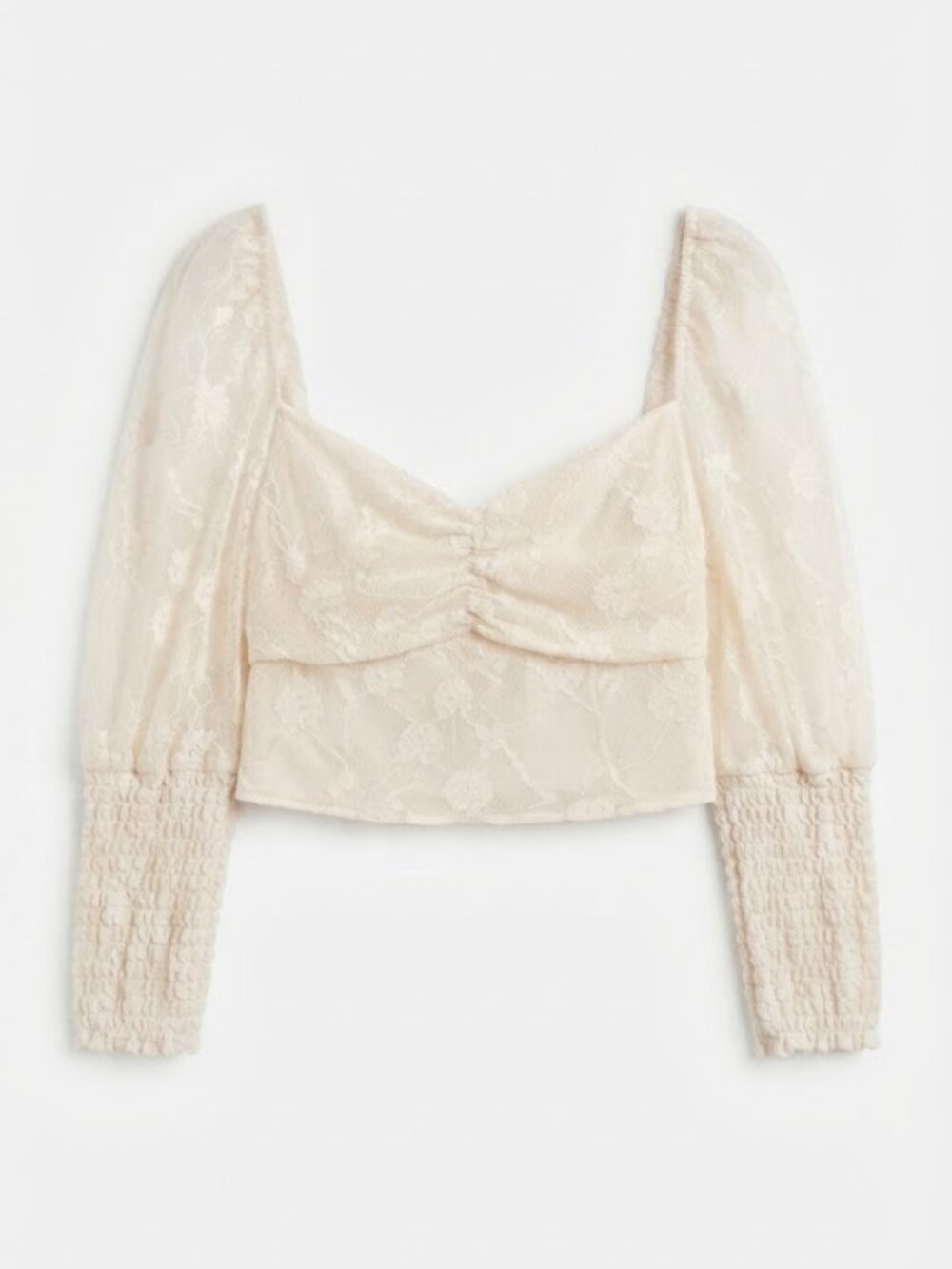Lace Puff Sleeve Crop Top